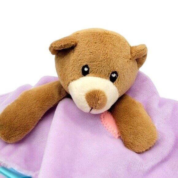 2/$15 Spot Brown Bear Lovey Plush Purple Square 10" Tags Stuffed Animal Security - Picture 2 of 9